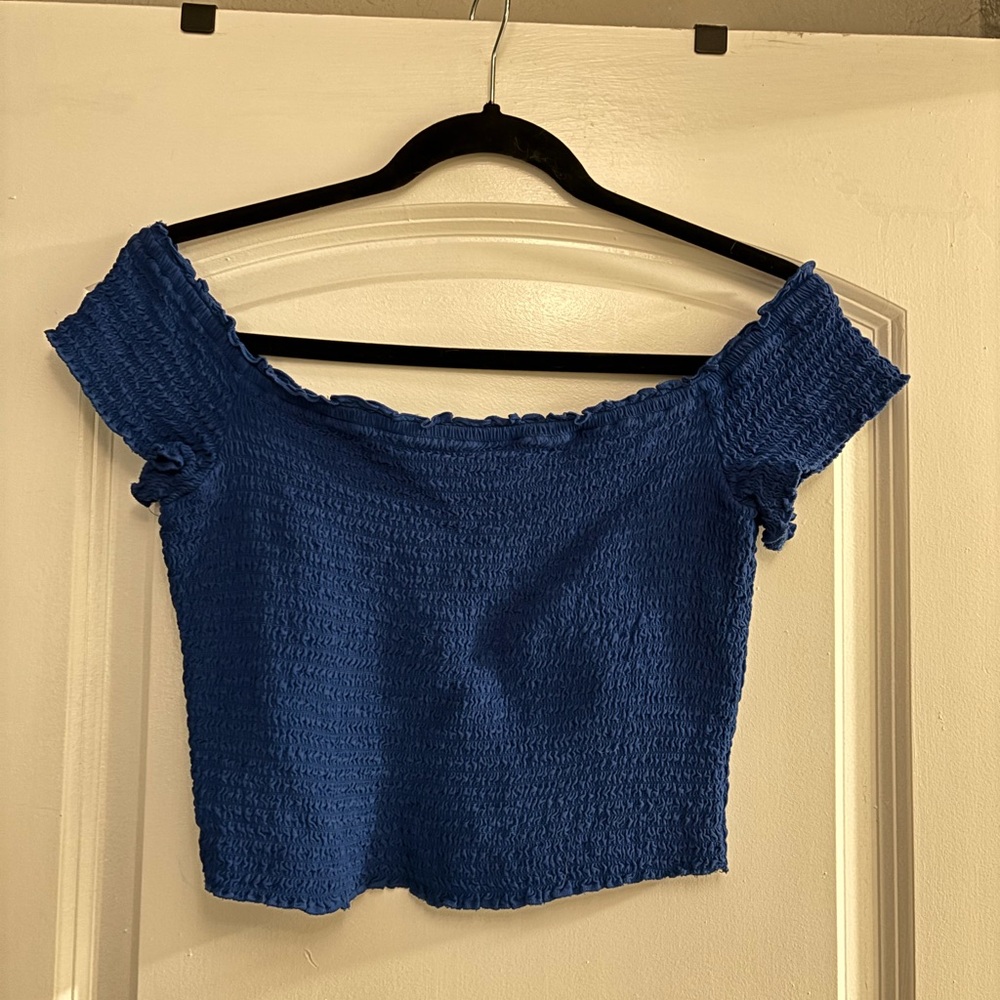 Abercrombie & Fitch Royal Blue Smocked Crop Top